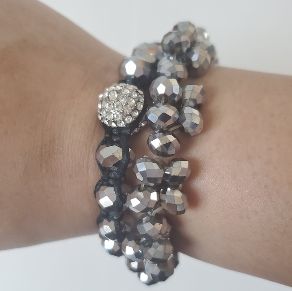 Hematite & Pave Crystal Bracelet - Picture 2 of 6
